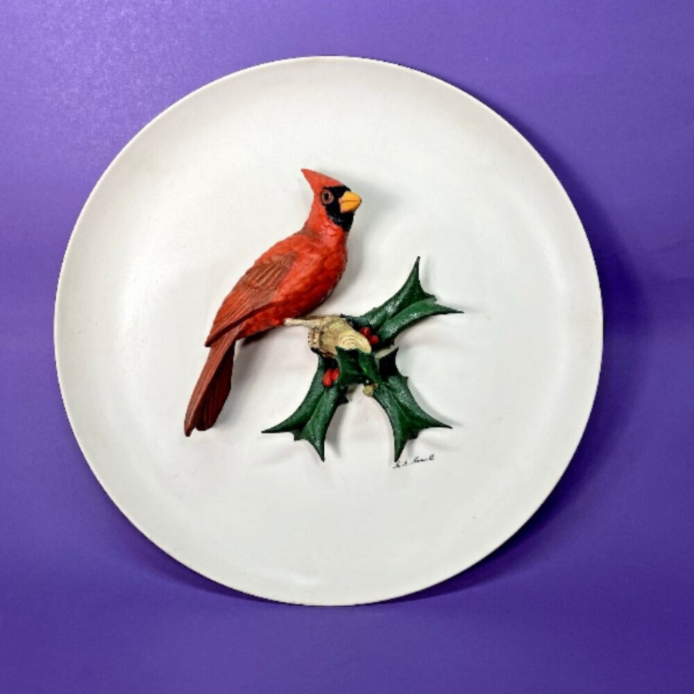 Marcel Mousselli LTD RARE Cardinal Plate Porcelain 1978 #132/1000 Signed 3D VTG